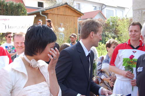 Warten auf die Gratulantenschar